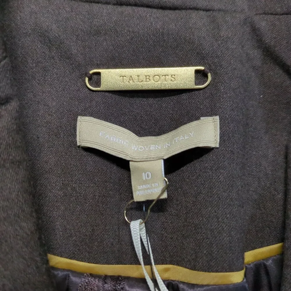 Talbots Blazer Jacket Brown Size 10 NWT Business Officecore